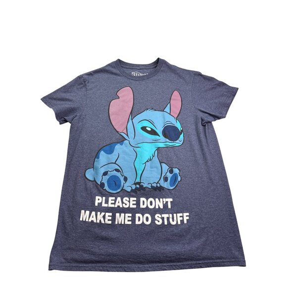 Disney Stitch Graphic Tee T-Shirt Womens Size M Please Don't Make Me Do Stuff - Picture 2 of 5